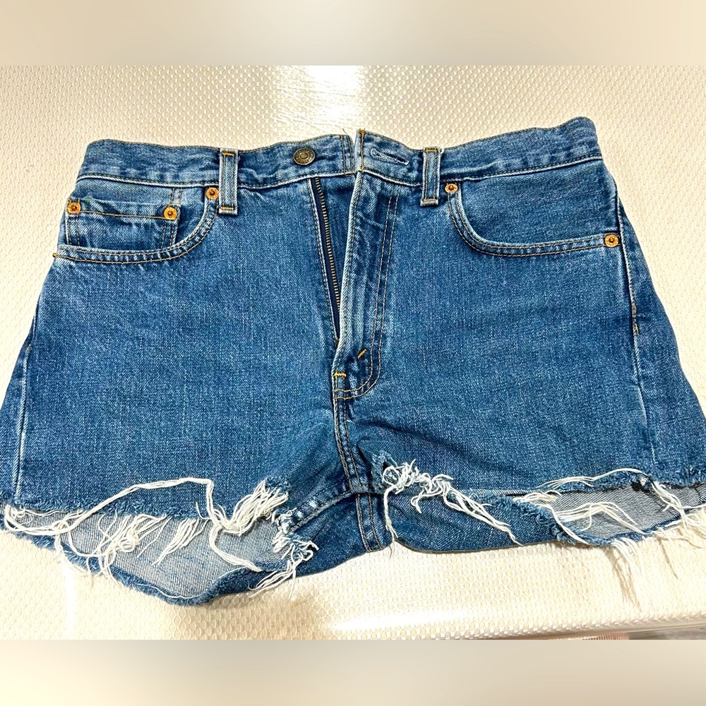 Denim Blue Distressed Women Shorts 30 Waist